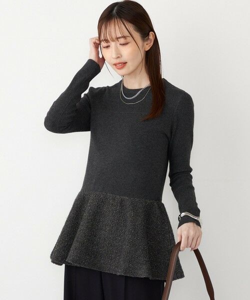 SHIPS / シップス ニット・セーター | SHIPS Colors:〈手洗い可能〉ブークレ コンビ ペプラム ニット◇ | 詳細19