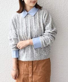 SHIPS / シップス ニット・セーター | SHIPS Colors:〈手洗い可能〉シャツ レイヤードライク ケーブル ニット