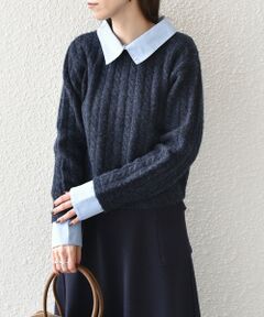 SHIPS / シップス ニット・セーター | SHIPS Colors:〈手洗い可能〉シャツ レイヤードライク ケーブル ニット