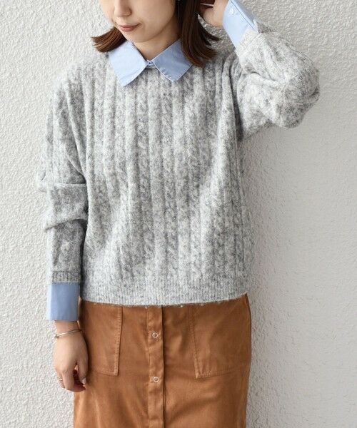 SHIPS / シップス ニット・セーター | SHIPS Colors:〈手洗い可能〉シャツ レイヤードライク ケーブル ニット | 詳細16