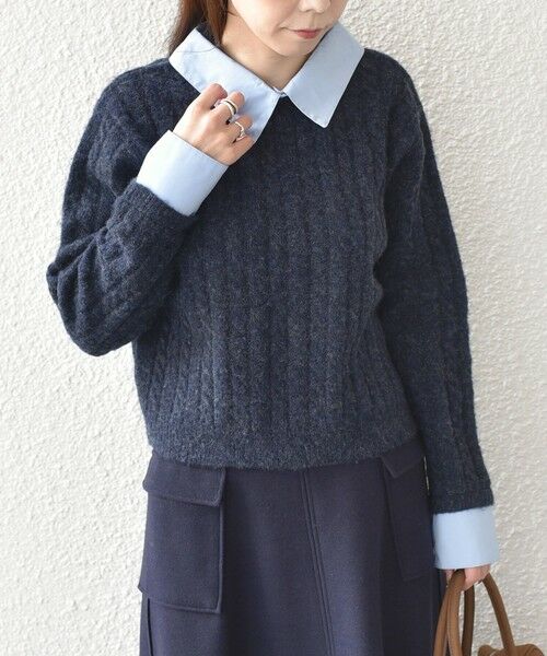 SHIPS / シップス ニット・セーター | SHIPS Colors:〈手洗い可能〉シャツ レイヤードライク ケーブル ニット | 詳細23