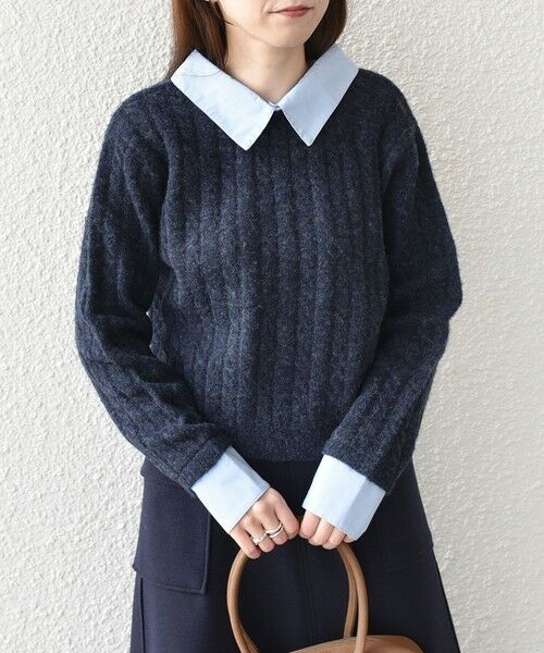 SHIPS / シップス ニット・セーター | SHIPS Colors:〈手洗い可能〉シャツ レイヤードライク ケーブル ニット | 詳細24