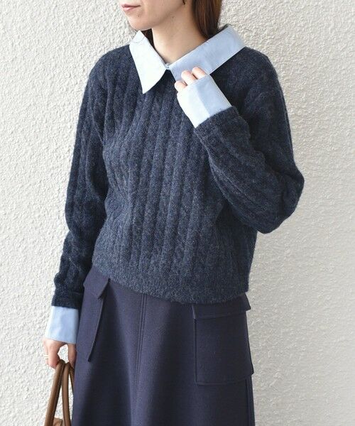 SHIPS / シップス ニット・セーター | SHIPS Colors:〈手洗い可能〉シャツ レイヤードライク ケーブル ニット | 詳細25