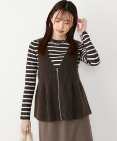 SHIPS / シップス ニット・セーター | SHIPS Colors:〈手洗い可能〉ジップ ビスチェ × ボーダー ニット セット◇
