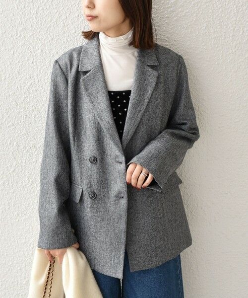 SHIPS / シップス テーラードジャケット | SHIPS Colors:〈手洗い可能〉メランジ ヘリンボーン ダブルボタン ジャケット | 詳細22
