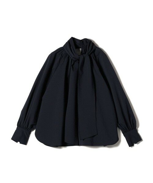 SHIPS / シップス シャツ・ブラウス | SHIPS Primary Navy Label:ストレッチ ギンガム ボウタイ ブラウス（ネイビー）