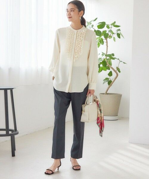 SHIPS / シップス シャツ・ブラウス | 〈洗濯機可能〉ポリエステル カルゼ フリル ブラウス | 詳細1