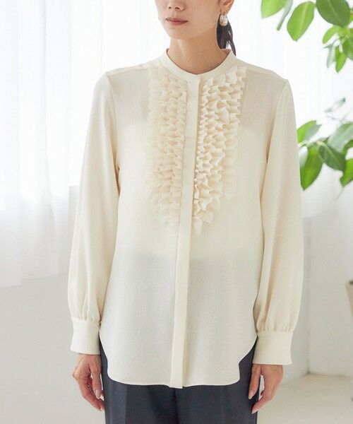 SHIPS / シップス シャツ・ブラウス | 〈洗濯機可能〉ポリエステル カルゼ フリル ブラウス | 詳細9