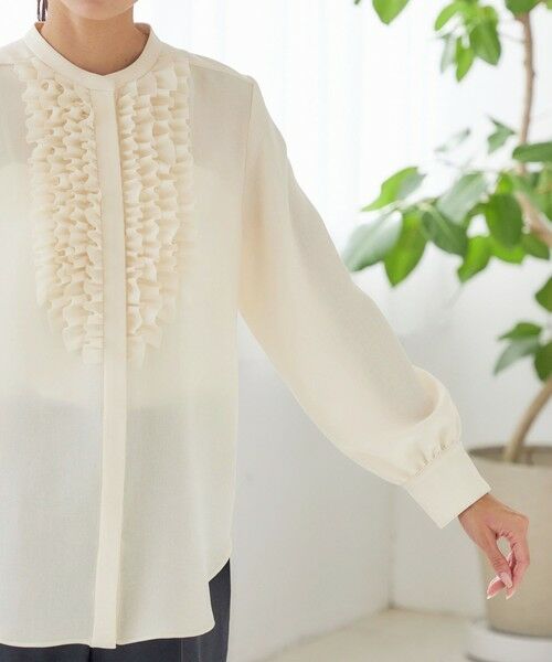 SHIPS / シップス シャツ・ブラウス | 〈洗濯機可能〉ポリエステル カルゼ フリル ブラウス | 詳細12