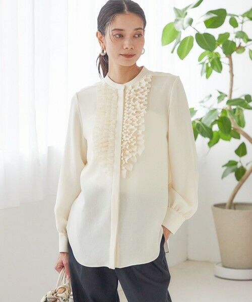 SHIPS / シップス シャツ・ブラウス | 〈洗濯機可能〉ポリエステル カルゼ フリル ブラウス | 詳細4