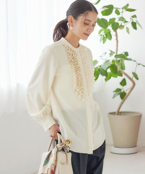 SHIPS / シップス シャツ・ブラウス | 〈洗濯機可能〉ポリエステル カルゼ フリル ブラウス | 詳細6