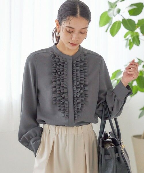 SHIPS / シップス シャツ・ブラウス | 〈洗濯機可能〉ポリエステル カルゼ フリル ブラウス | 詳細20