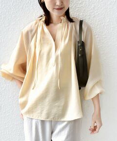 SHIPS / シップス シャツ・ブラウス | 《一部追加予約》〈手洗い可能〉シアー タンブラー リボン デザイン 長袖 ブラウス