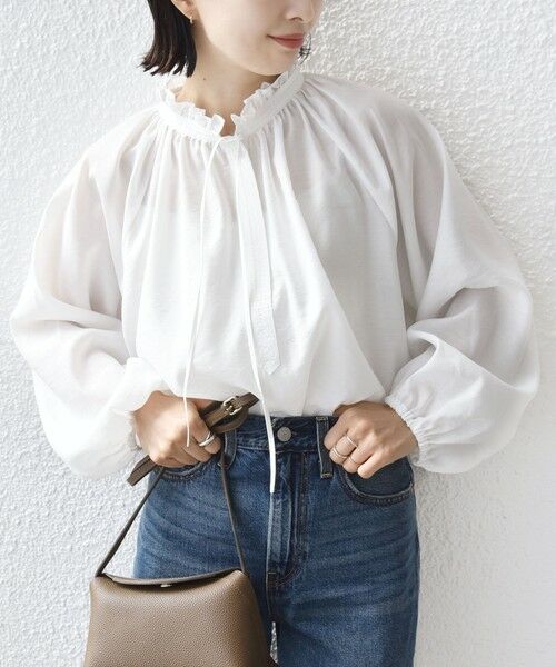 SHIPS / シップス シャツ・ブラウス | 《一部追加予約》〈手洗い可能〉シアー タンブラー リボン デザイン 長袖 ブラウス | 詳細4