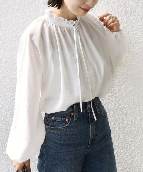 SHIPS / シップス シャツ・ブラウス | 《一部追加予約》〈手洗い可能〉シアー タンブラー リボン デザイン 長袖 ブラウス | 詳細6