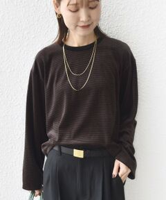 SHIPS / シップス カットソー（半袖以外） | 〈手洗い可能〉コットン ポリエステル ベロア ワイド スリーブ ボーダー