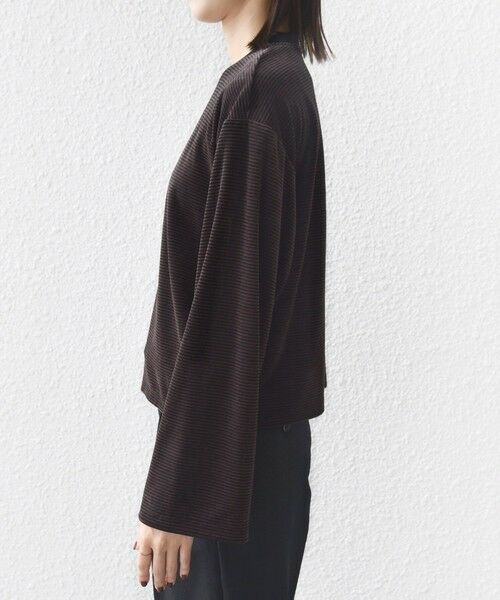 SHIPS / シップス カットソー（半袖以外） | 〈手洗い可能〉コットン ポリエステル ベロア ワイド スリーブ ボーダー | 詳細19