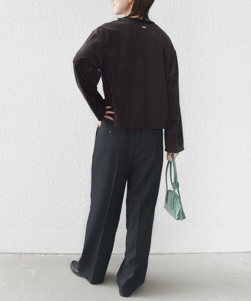 SHIPS / シップス カットソー（半袖以外） | 〈手洗い可能〉コットン ポリエステル ベロア ワイド スリーブ ボーダー | 詳細3