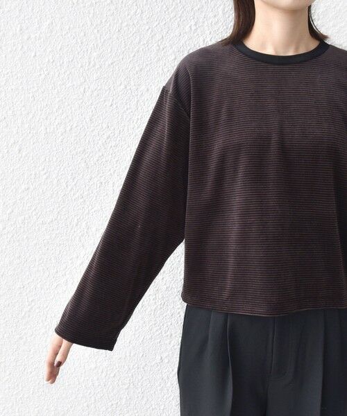 SHIPS / シップス カットソー（半袖以外） | 〈手洗い可能〉コットン ポリエステル ベロア ワイド スリーブ ボーダー | 詳細21
