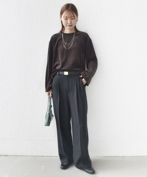 SHIPS / シップス カットソー（半袖以外） | 〈手洗い可能〉コットン ポリエステル ベロア ワイド スリーブ ボーダー | 詳細5