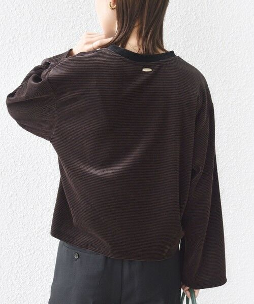 SHIPS / シップス カットソー（半袖以外） | 〈手洗い可能〉コットン ポリエステル ベロア ワイド スリーブ ボーダー | 詳細7