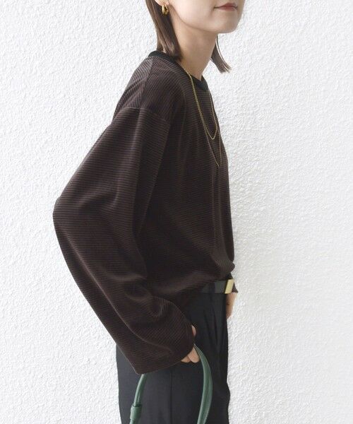 SHIPS / シップス カットソー（半袖以外） | 〈手洗い可能〉コットン ポリエステル ベロア ワイド スリーブ ボーダー | 詳細8