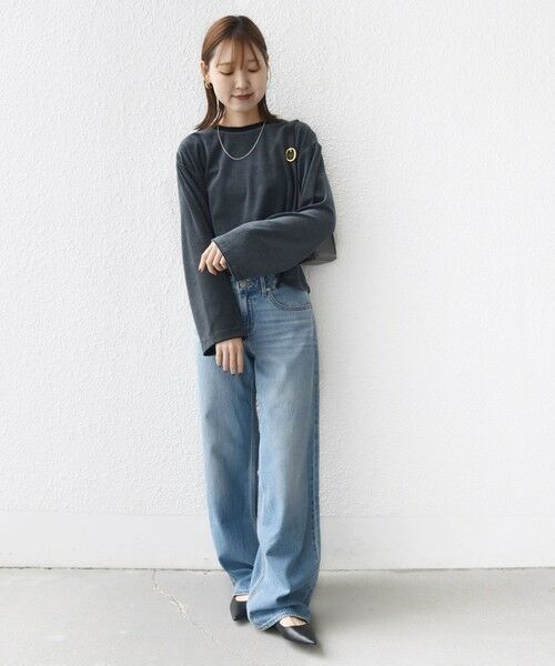 SHIPS / シップス カットソー（半袖以外） | 〈手洗い可能〉コットン ポリエステル ベロア ワイド スリーブ ボーダー | 詳細22