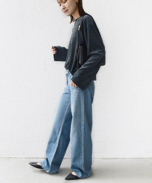 SHIPS / シップス カットソー（半袖以外） | 〈手洗い可能〉コットン ポリエステル ベロア ワイド スリーブ ボーダー | 詳細23