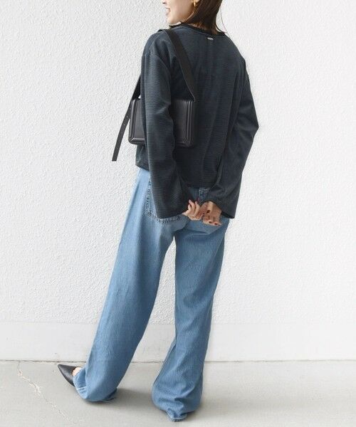 SHIPS / シップス カットソー（半袖以外） | 〈手洗い可能〉コットン ポリエステル ベロア ワイド スリーブ ボーダー | 詳細24