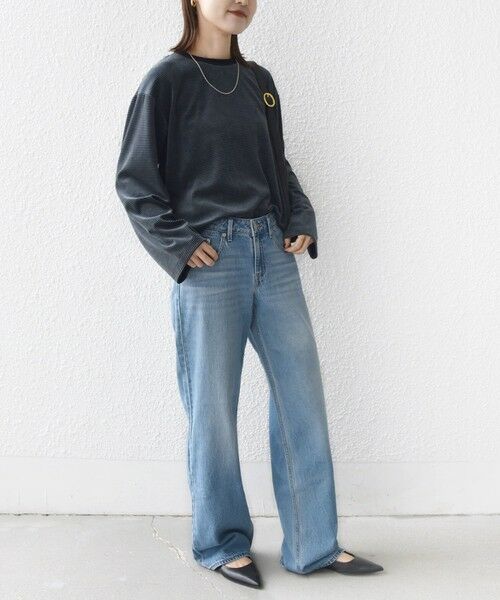 SHIPS / シップス カットソー（半袖以外） | 〈手洗い可能〉コットン ポリエステル ベロア ワイド スリーブ ボーダー | 詳細25