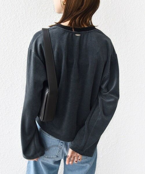 SHIPS / シップス カットソー（半袖以外） | 〈手洗い可能〉コットン ポリエステル ベロア ワイド スリーブ ボーダー | 詳細27
