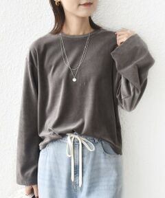 SHIPS / シップス カットソー（半袖以外） | 〈手洗い可能〉コットン ポリエステル ベロア ワイド スリーブ