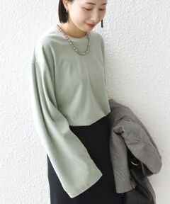 SHIPS / シップス カットソー（半袖以外） | 〈手洗い可能〉コットン ポリエステル ベロア ワイド スリーブ