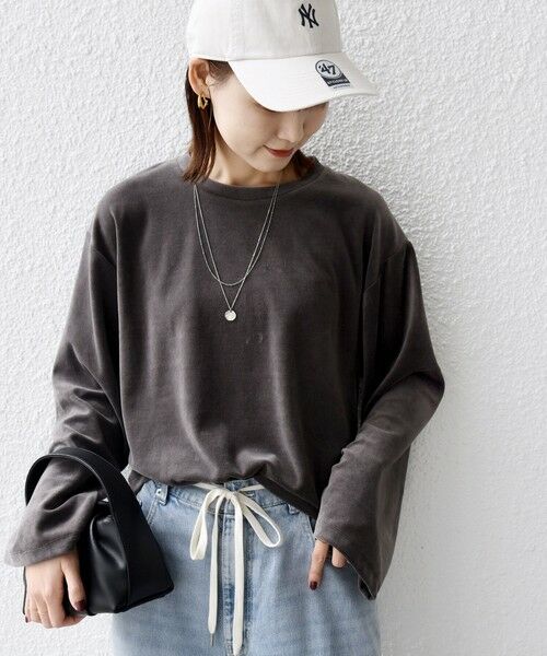 SHIPS / シップス カットソー(半袖以外) | 〈手洗い可能〉コットン ポリエステル ベロア ワイド スリーブ | 詳細10