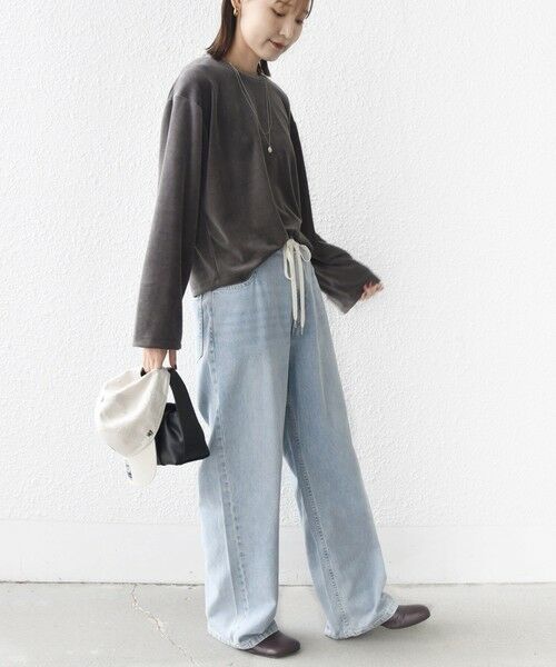 SHIPS / シップス カットソー(半袖以外) | 〈手洗い可能〉コットン ポリエステル ベロア ワイド スリーブ | 詳細4