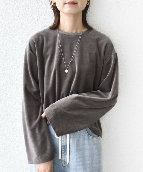 SHIPS / シップス カットソー(半袖以外) | 〈手洗い可能〉コットン ポリエステル ベロア ワイド スリーブ | 詳細5