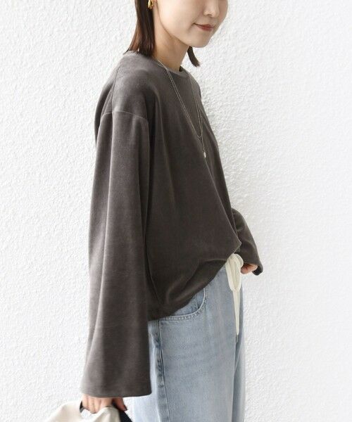 SHIPS / シップス カットソー(半袖以外) | 〈手洗い可能〉コットン ポリエステル ベロア ワイド スリーブ | 詳細9