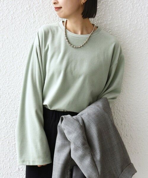 SHIPS / シップス カットソー(半袖以外) | 〈手洗い可能〉コットン ポリエステル ベロア ワイド スリーブ | 詳細20