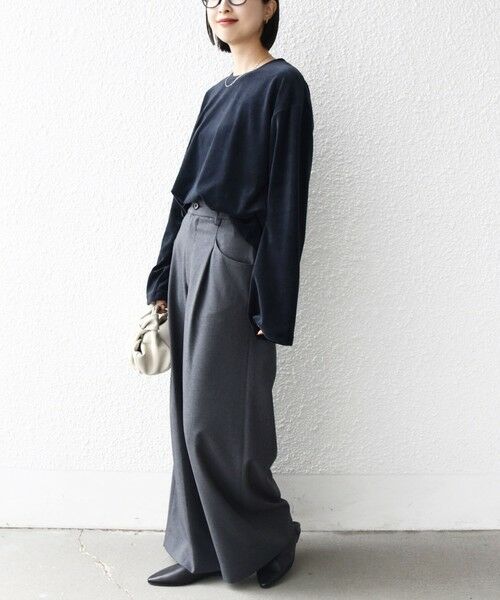 SHIPS / シップス カットソー(半袖以外) | 〈手洗い可能〉コットン ポリエステル ベロア ワイド スリーブ | 詳細30