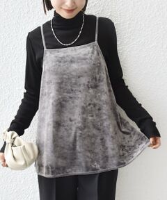 SHIPS / シップス キャミソール・チューブトップ | 〈手洗い可能〉スノー クラッシュ ポリエステル ベロア サイド スリット キャミ