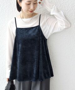 SHIPS / シップス キャミソール・チューブトップ | 〈手洗い可能〉スノー クラッシュ ポリエステル ベロア サイド スリット キャミ