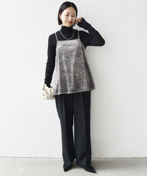 SHIPS / シップス キャミソール・チューブトップ | 〈手洗い可能〉スノー クラッシュ ポリエステル ベロア サイド スリット キャミ | 詳細1