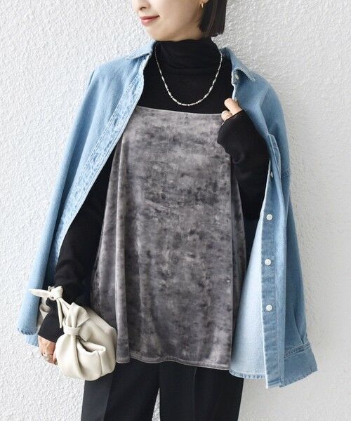 SHIPS / シップス キャミソール・チューブトップ | 〈手洗い可能〉スノー クラッシュ ポリエステル ベロア サイド スリット キャミ | 詳細10