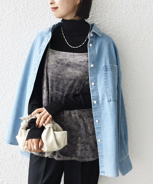 SHIPS / シップス キャミソール・チューブトップ | 〈手洗い可能〉スノー クラッシュ ポリエステル ベロア サイド スリット キャミ | 詳細11