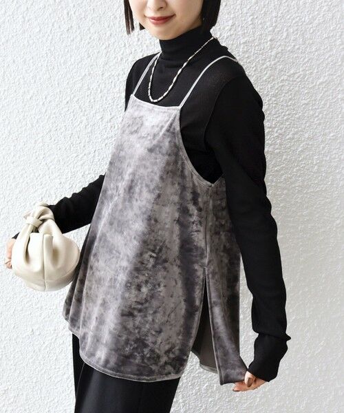 SHIPS / シップス キャミソール・チューブトップ | 〈手洗い可能〉スノー クラッシュ ポリエステル ベロア サイド スリット キャミ | 詳細5