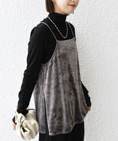 SHIPS / シップス キャミソール・チューブトップ | 〈手洗い可能〉スノー クラッシュ ポリエステル ベロア サイド スリット キャミ | 詳細7