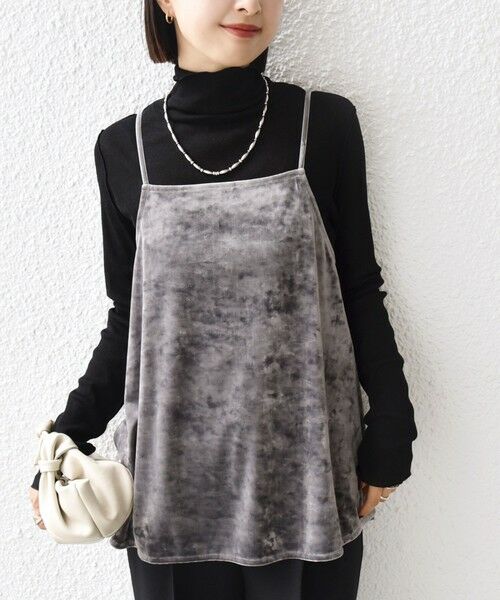 SHIPS / シップス キャミソール・チューブトップ | 〈手洗い可能〉スノー クラッシュ ポリエステル ベロア サイド スリット キャミ | 詳細8