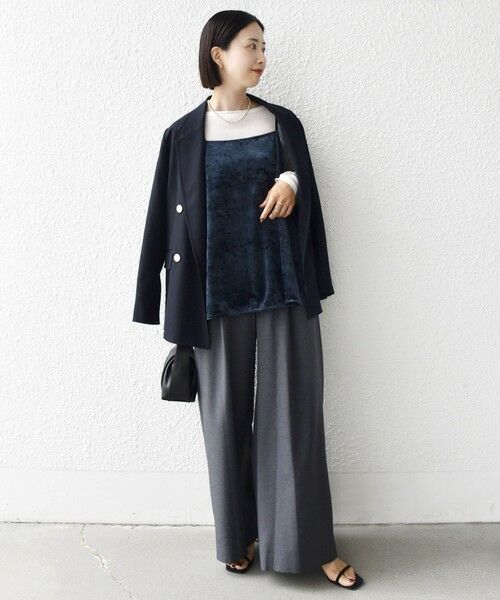 SHIPS / シップス キャミソール・チューブトップ | 〈手洗い可能〉スノー クラッシュ ポリエステル ベロア サイド スリット キャミ | 詳細19