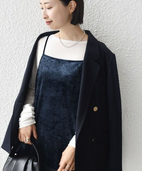 SHIPS / シップス キャミソール・チューブトップ | 〈手洗い可能〉スノー クラッシュ ポリエステル ベロア サイド スリット キャミ | 詳細20