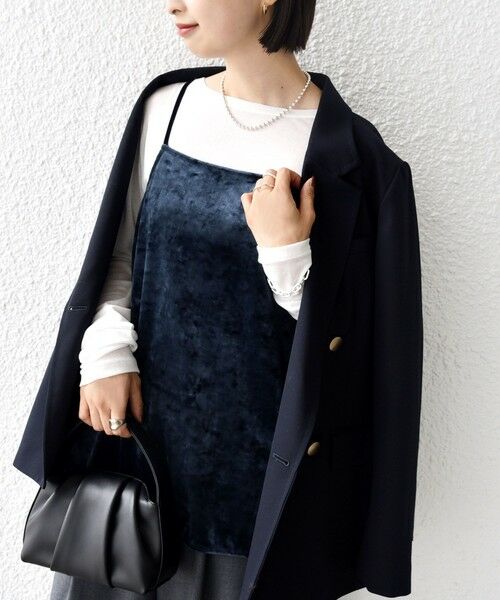 SHIPS / シップス キャミソール・チューブトップ | 〈手洗い可能〉スノー クラッシュ ポリエステル ベロア サイド スリット キャミ | 詳細21